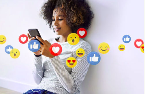 Social media user engaging with online reactions