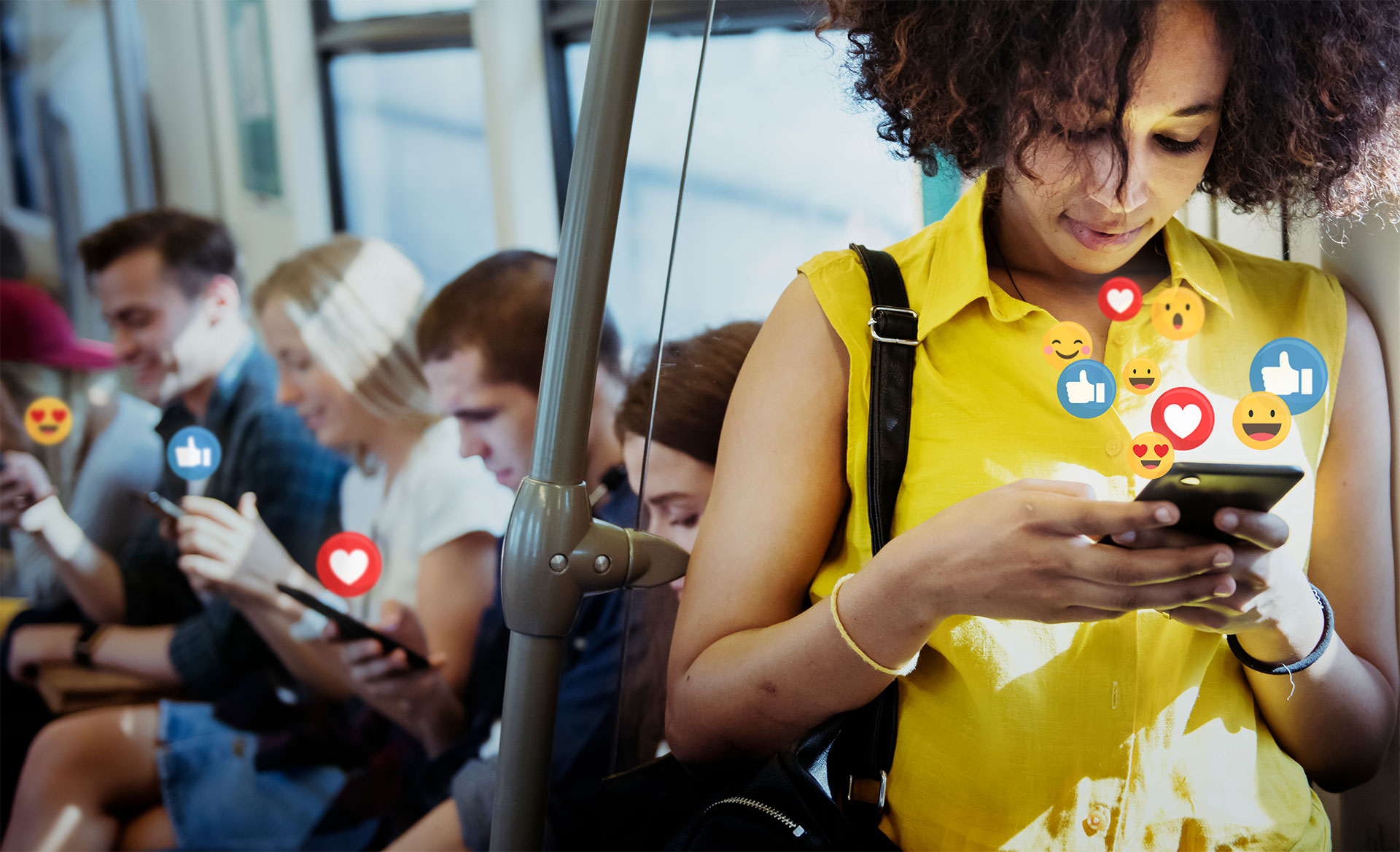 People using social media on mobile devices